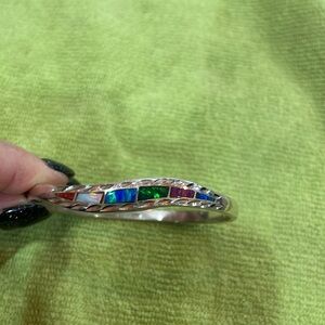 Sterling silver fire opal 8 inch bracelet